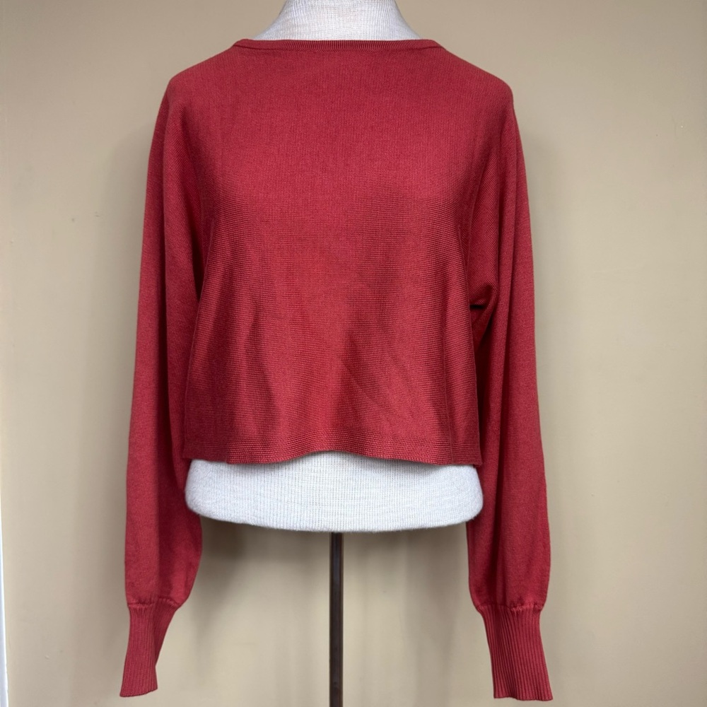 Fashion Elegant Puff Sleeve Knit Skirt Set in Rust Size Small - Picture 5 of 14